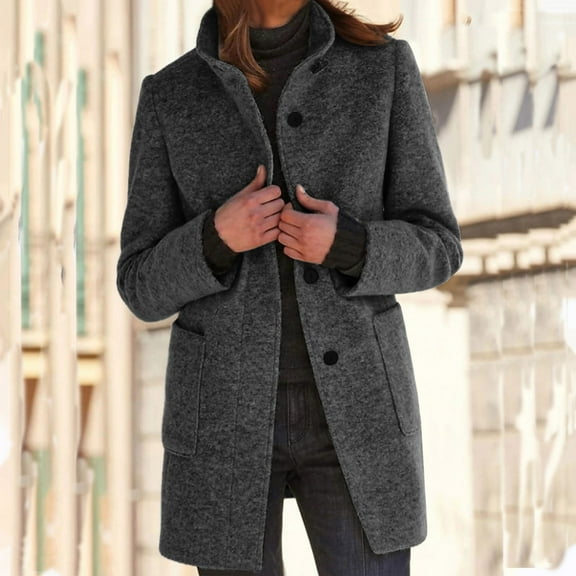 Luowei Winter Thermal Christmas Jackets, Black Long Sleeve Christmas Fashion Jacket, Womens Wool Cardigan Coats With Pockets Ladies Lapel Long Jacket Coat Fashion Solid Casual Open Front Outerwear,