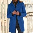thumbnail image 1 of Luowei Winter Thermal Christmas Jackets, Blue Long Sleeve Christmas Fashion Jacket, Womens Wool Cardigan Coats With Pockets Ladies Lapel Long Jacket Coat Fashion Solid Casual Open Front Outerwear,, 1 of 5