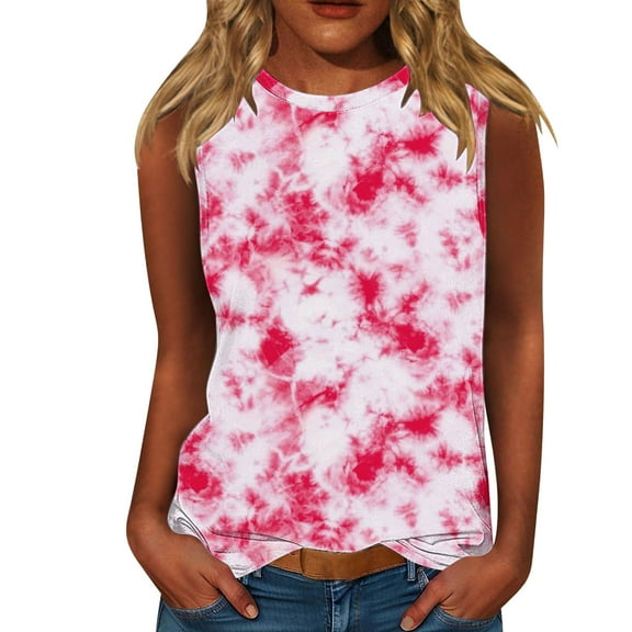 Luowei Women's 2025 Summer Sleeveless Crew Neck T-Shirt - Elegant Textured Top with Cap Sleeves Casual & Basic, Pink, XL