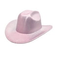 thumbnail image 1 of Luowei Women's Big Brim Cowboy Hat Western Bowler Hat, Pink, M, 1 of 3