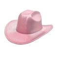 thumbnail image 1 of Luowei Women's Big Brim Cowboy Hat Western Bowler Hat, Pink, M, 1 of 3