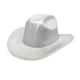 thumbnail image 1 of Luowei Women's Big Brim Cowboy Hat Western Bowler Hat, Silver, M, 1 of 3