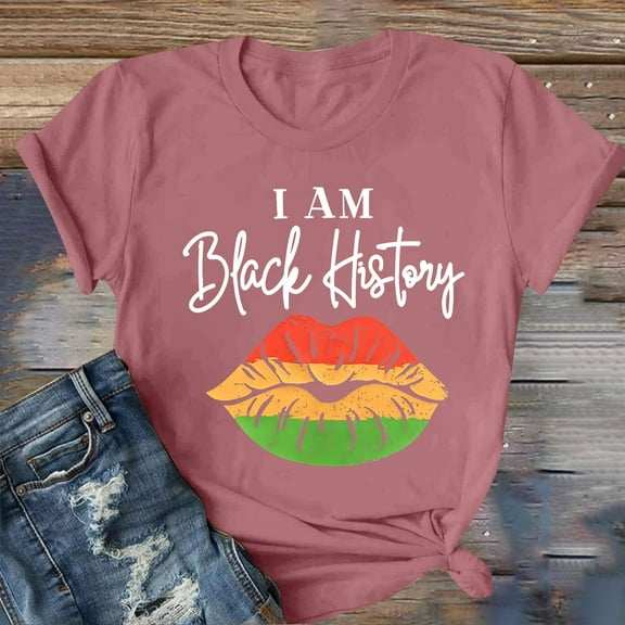 Luowei Women's Black Graphic Tee - Cute Casual Short Sleeve T-Shirt, Pink, L