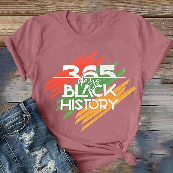 Luowei Women's Black Graphic Tee - Cute Casual Short Sleeve T-Shirt, Pink, S