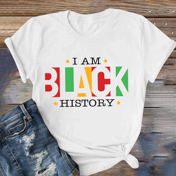 Luowei Women's Black Graphic Tee - Cute Casual Short Sleeve T-Shirt, White, L