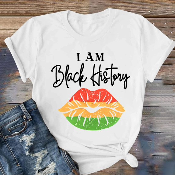 Luowei Women's Black Graphic Tee - Cute Casual Short Sleeve T-Shirt, White, XL