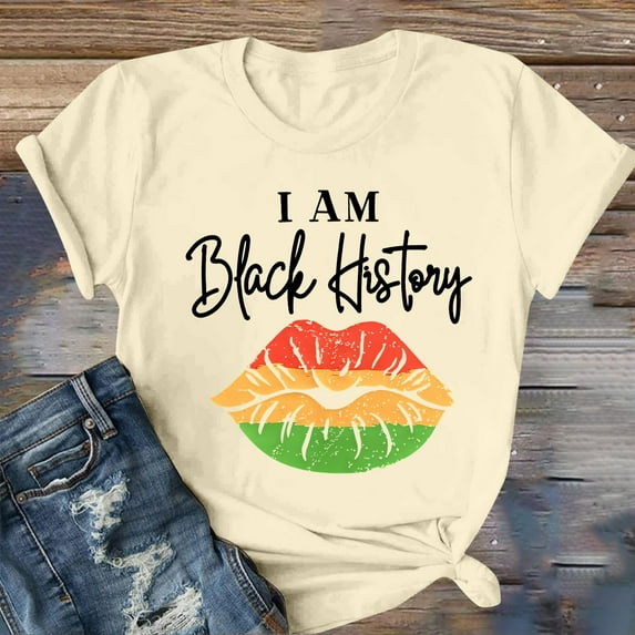 Luowei Women's Black Graphic Tee - Cute Casual Short Sleeve T-Shirt, Yellow, L