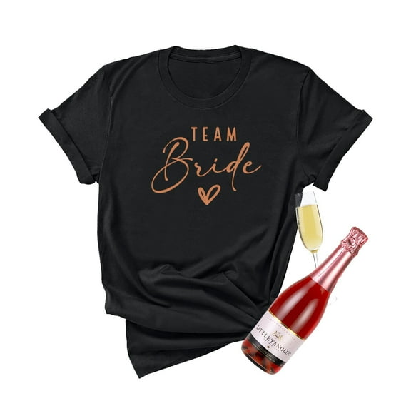 Luowei Women's Bride & Bridesmaid T-Shirt Set - Hen Party Tee, Black, L