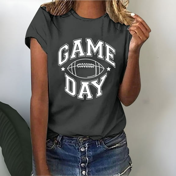 Luowei Women's Football Graphic Tee - Funny Casual Short Sleeve T-Shirt, Gray, M