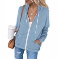 thumbnail image 1 of Luowei Women's Hooded Christmas Coat, Blue Christmas Solid Color Coat, Womens Hoodie Full Zip Long Sleeve Lightweight Sweatshirts Pockets Jacket Coat, XL, 1 of 8