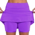 thumbnail image 1 of Luowei Women's Mid-Waist Culotte Pants With Pockets - Solid Skinny Short Skirt Design Versatile and Chic for Casual Outfits, Purple, 3XL, 1 of 6