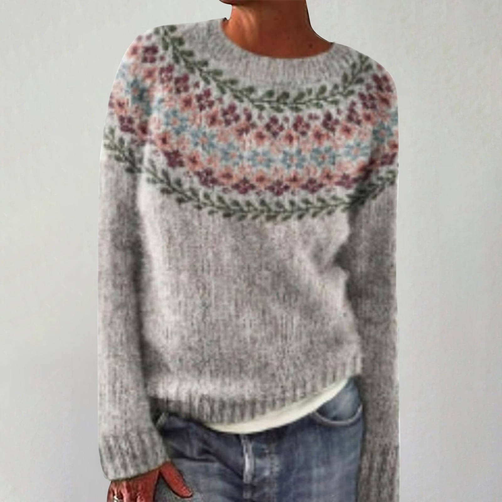 Women's Vintage Art Print Casual Pullover Sweater main image 0