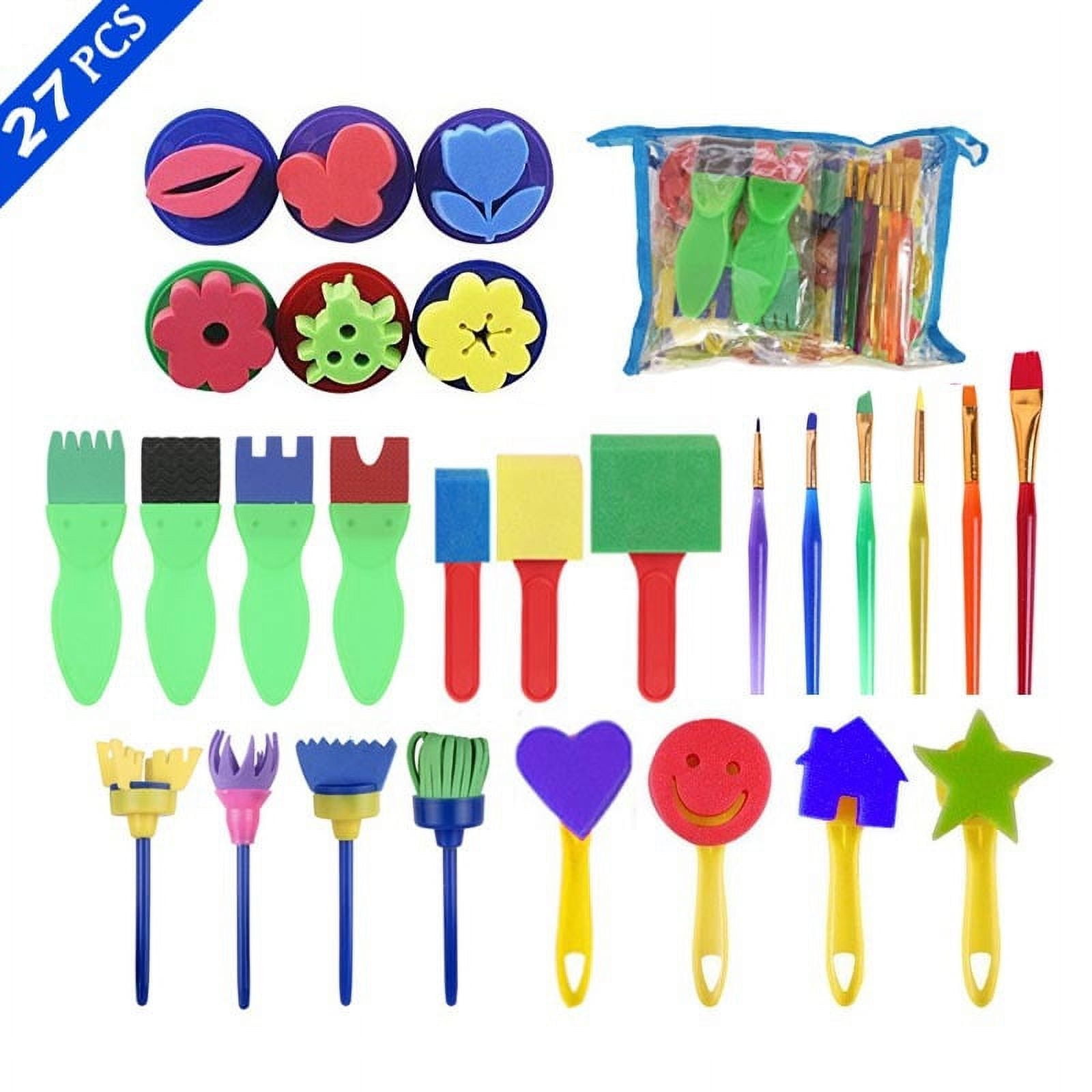 Luoyaxxxxx Car Malfunction Foam 27pcs Children Sponge Paint Brushes