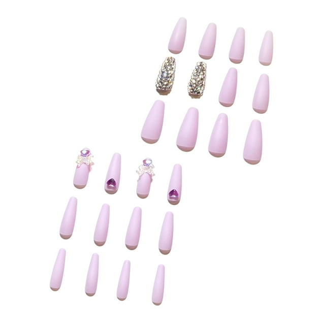 Luoyaxxxxx Finger Nails Tips Clear Ballerina Diamond Long Glossy Coffin ...