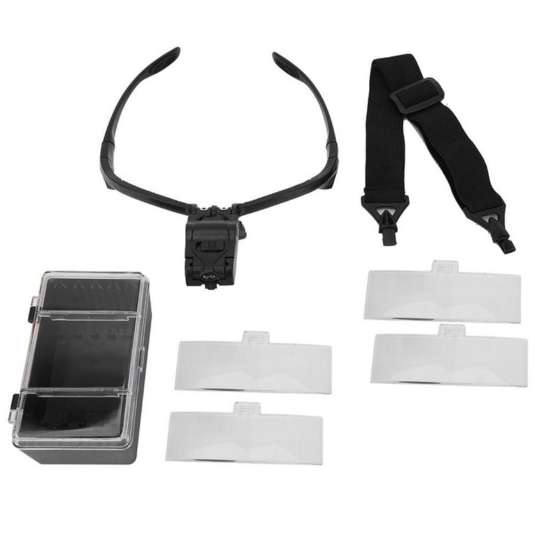 Lupa Lupa de Diadema Tipo Gafas con lampara LED de 5 Lentes para Uso de Tatuajes de extension de pestanas