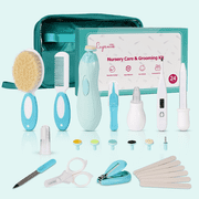 Lupantte 24 in 1 Baby Healthcare and Grooming Kit, Baby Nursery Kit Baby Electric Nail Trimmer Set, Nursery Care Kit Green