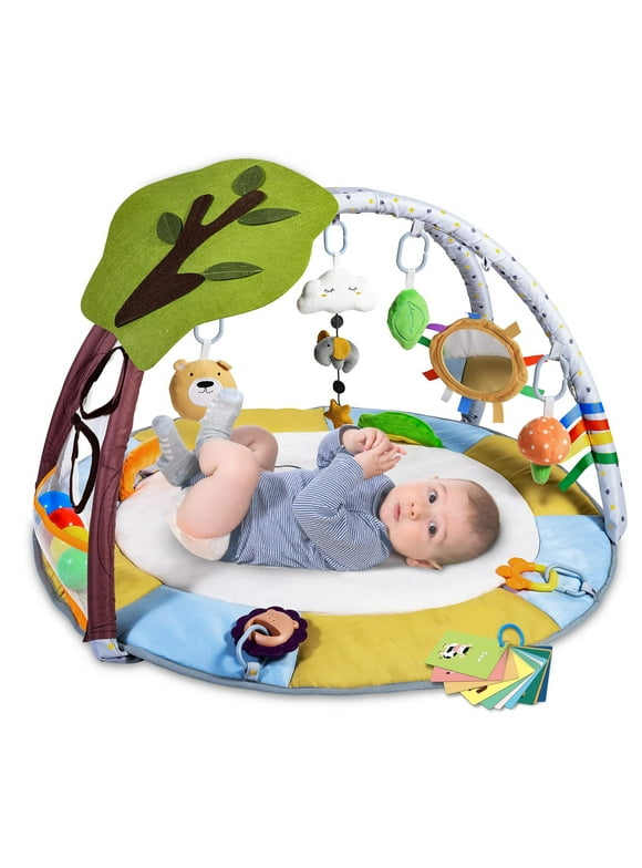 Lupantte 9-in-1 Baby Activity Gym, Baby Learning Toys Play Gym Mat with 9 Toys for Infant, Baby Learn Mat, Shower Gift