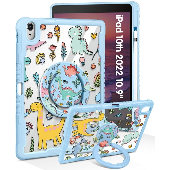 Lupct for iPad 10th Generation Case 2022 10.9 Inch - Women Girls Cute Protective Hard for iPad 10th Gen case Clear Cover Kawaii Cartoon Unique