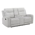 thumbnail image 1 of Lupe Double Manual Reclining Loveseat with Console- Light Gray Microfiber, 1 of 7