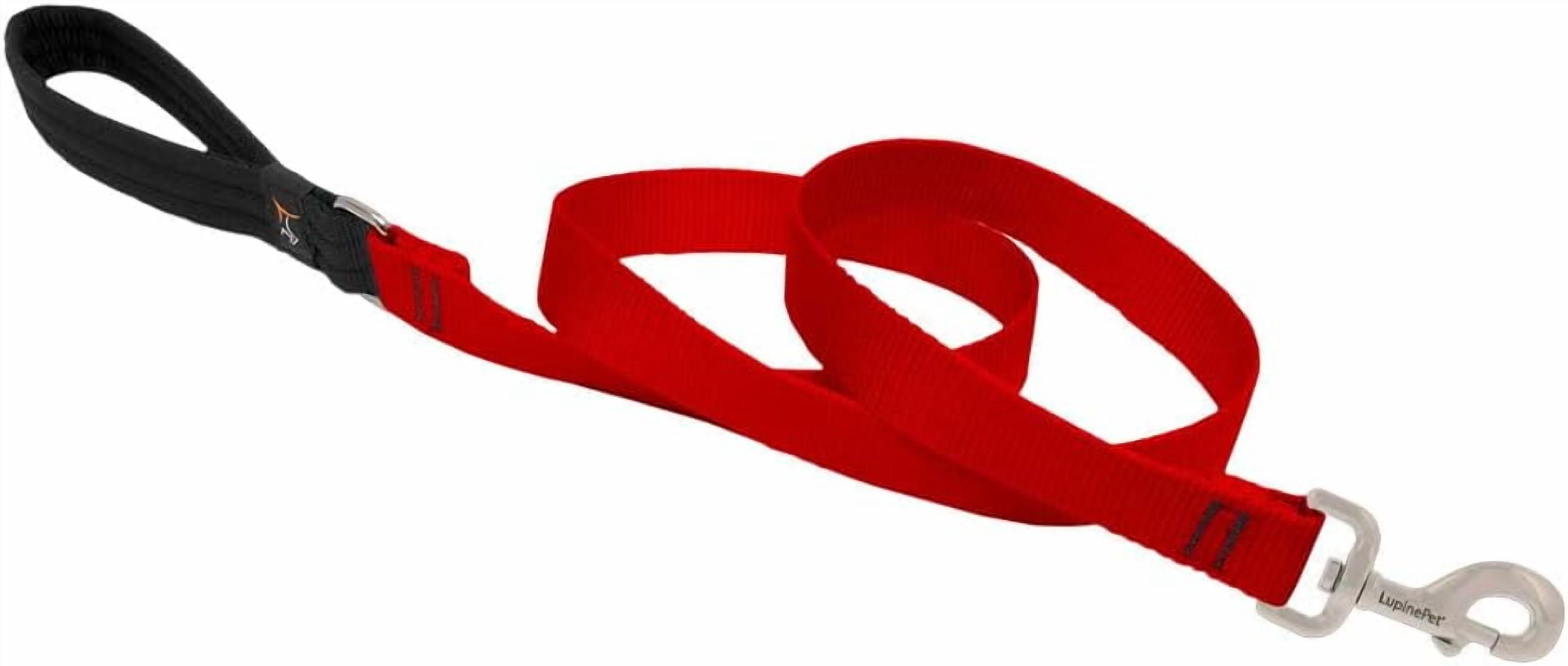 Dog Leash by Lupine in 1" Wide Red 6-Foot Long with Padded Handle