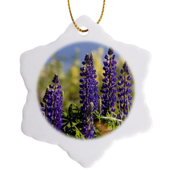 3drose, Lupine, 3 inch Snowflake Porcelain Ornament