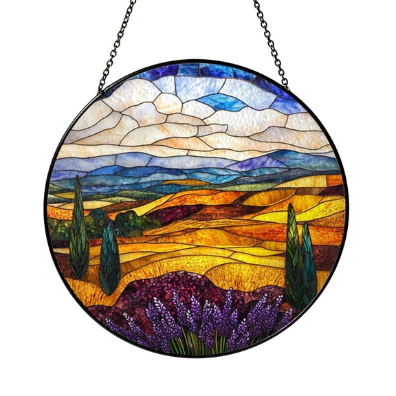 Lupine Field Stained Glass Window Panel – Decorative Window Accent
