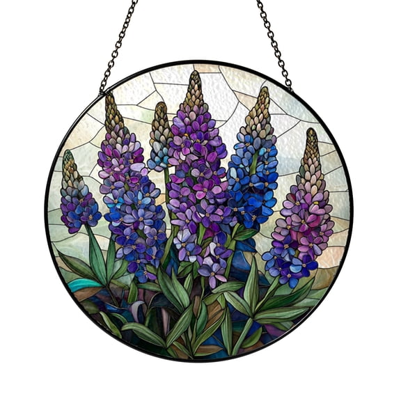 Lupine Flower Stained Glass Suncatcher – Botanical Window Decor