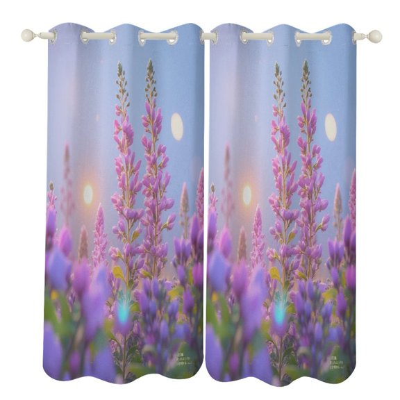 Lupine Flowers at Dawn Blackout Curtains Window Drapes Room Darkening Thermal Insulated Grommets Blackout Curtains, for Living, Dining, Bedroom,2 Panels