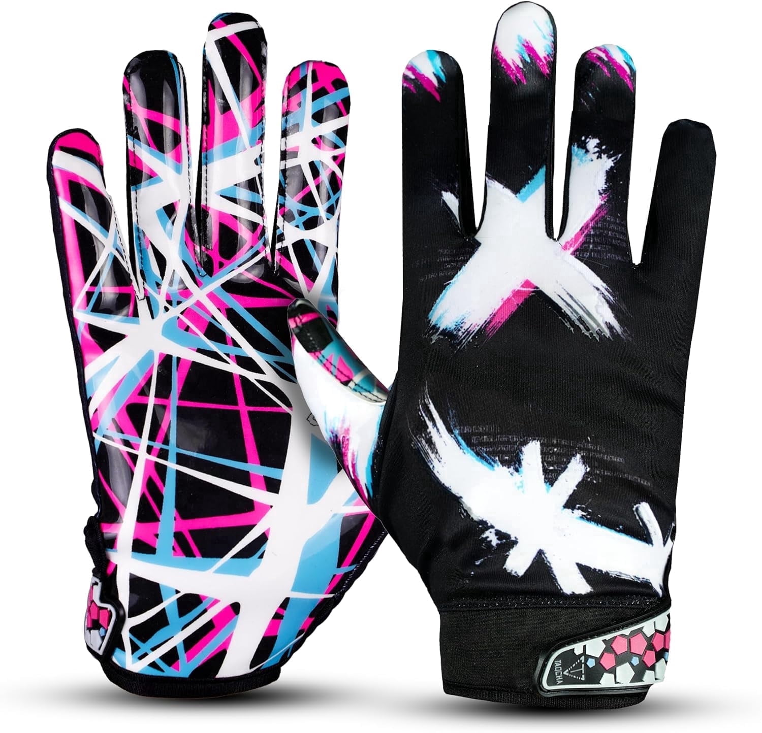 Lupine Jester Cross Eyes Football Gloves Wide Receiver Extra Sticky Grip Adult XL