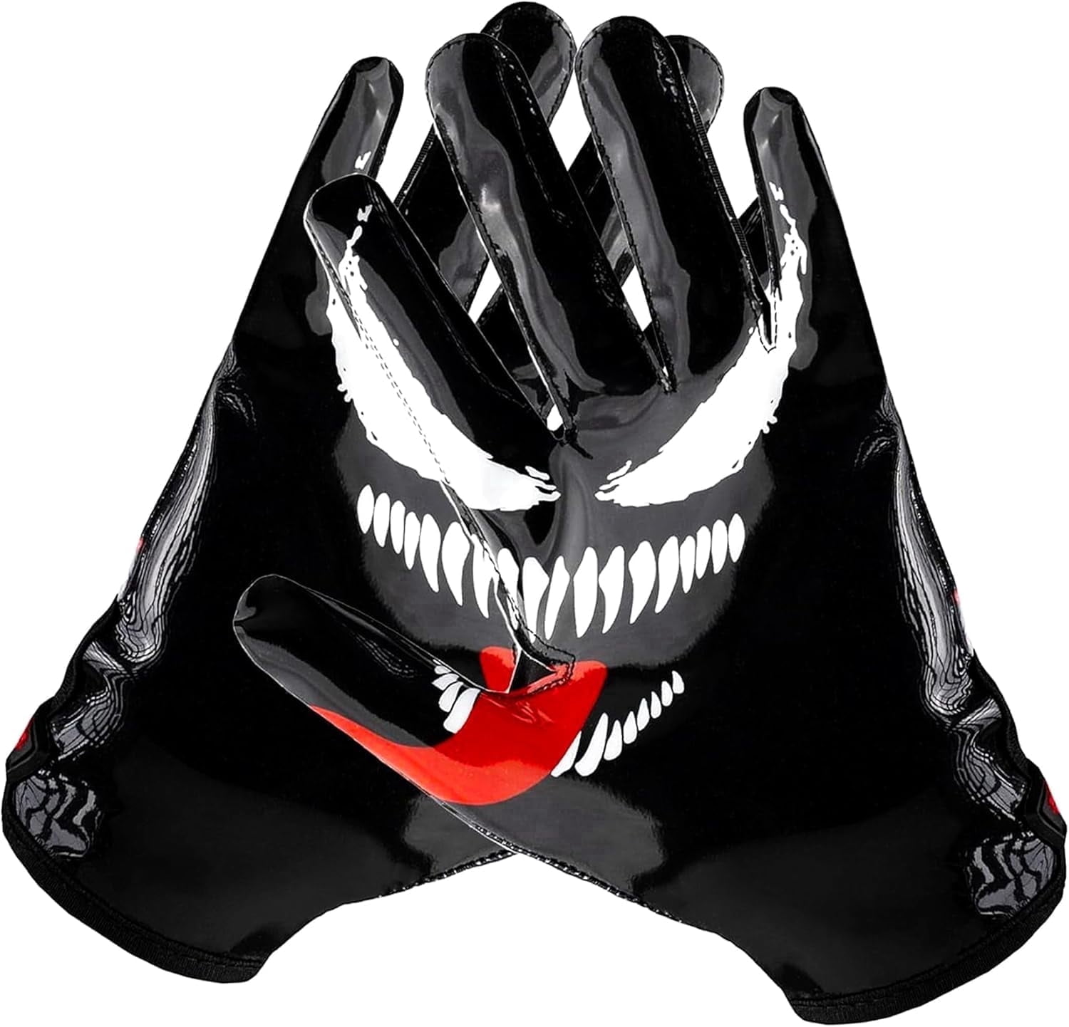 Lupine Rage Villain Football Receiver Gloves, Tacky Sticky Grip, Wide Receiver, Flag Football, Game Day and Training Youth (Black, Youth M-L)