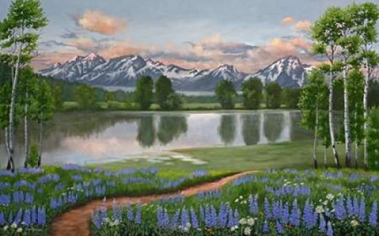 Lupine Trail Tetons Canvas Art - Julie Peterson (12 x 18)