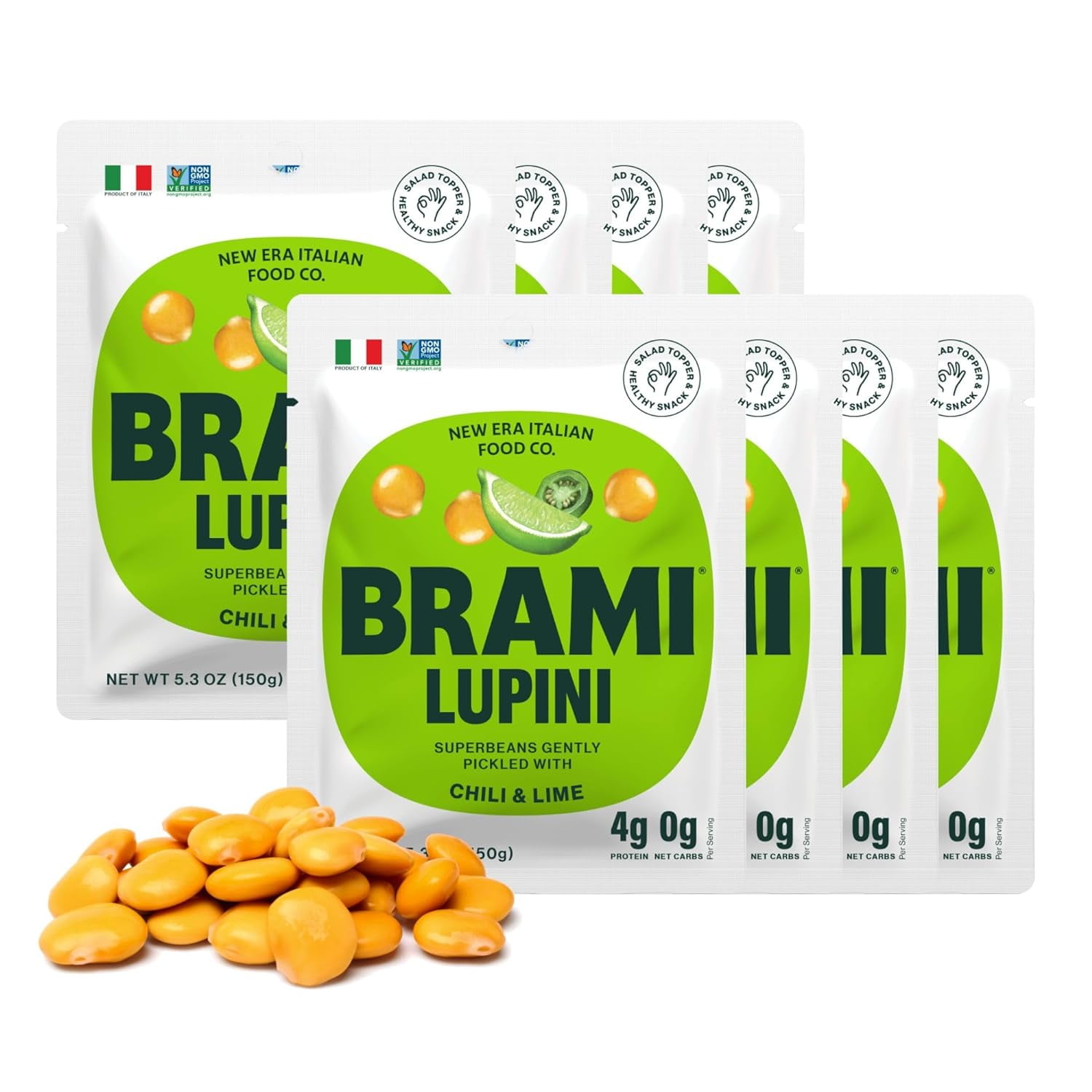 Lupini Beans Snack, Chili & Lime 7g Plant Protein, 0g Net Carbs