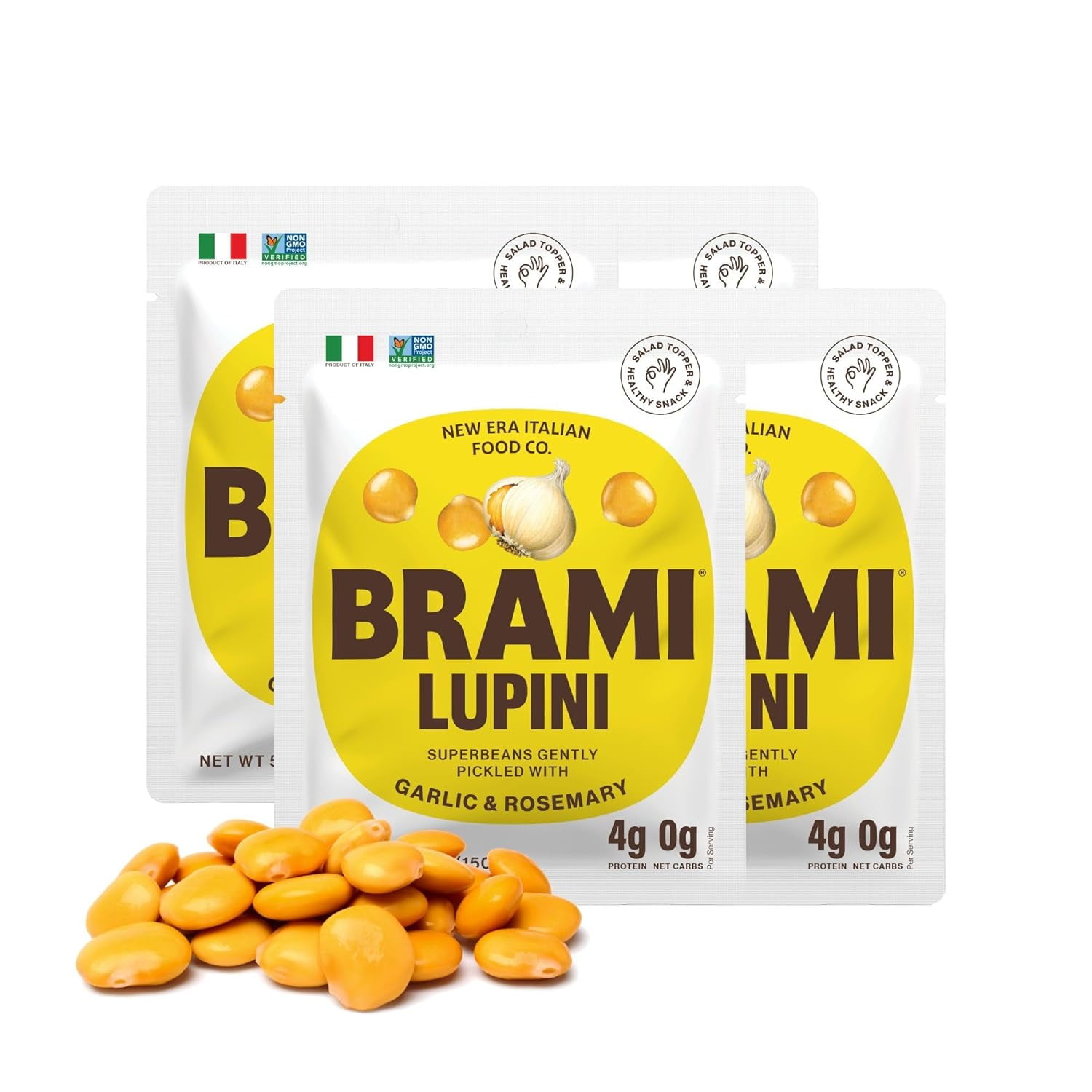 Lupini Beans Snack, Garlic & Rosemary 7g Plant Protein, 0g Net Carbs