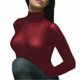 thumbnail image 1 of Lupo Second Skin Women's Long Sleeve Turtle Neck Sheer See Through Mesh Top, Burnt Red One-Size, 1 of 2
