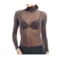 thumbnail image 1 of Lupo Second Skin Women's Long Sleeve Turtle Neck Sheer See Through Mesh Top, Cinnamon One-Size, 1 of 2
