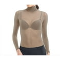 thumbnail image 1 of Lupo Second Skin Women's Long Sleeve Turtle Neck Sheer See Through Mesh Top, Rice Powder One-Size, 1 of 2