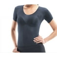 thumbnail image 1 of Lupo Second Skin Women's Short Sleeve Sheer See Through Mesh Top, Blue Graphite, 1 of 1