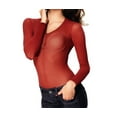 thumbnail image 1 of Lupo Second Skin Womens Long Sleeve Sheer See Through Mesh Top, Tile Red One-Size, 1 of 1