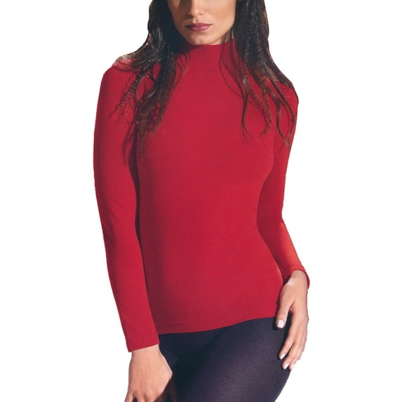 Lupo Women's Seamless Turtleneck Blouse w/ Long Sleeves