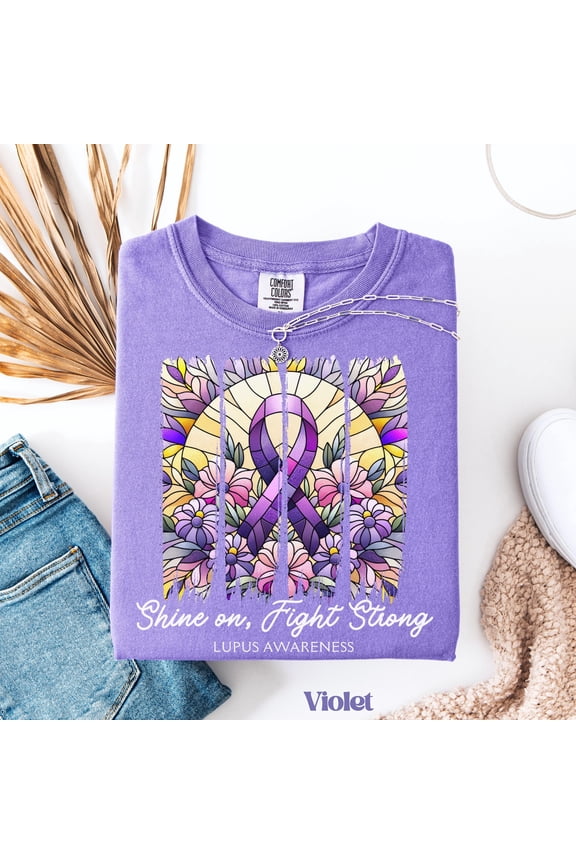 Lupus Awareness Purple Ribbon Fighter T-shirt Invisible Chronic Illness Warrior Graphic Tee Gift for Lupus Fighters Lupus Awareness Month