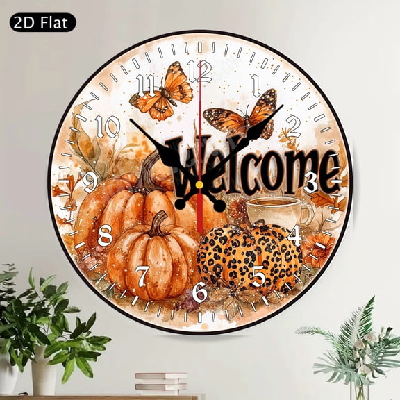 Lupus Awareness Purple Ribbon Round Wall Clock, Fight For The Cure Butterfly Design, Silent Non-Ticking Home Decor