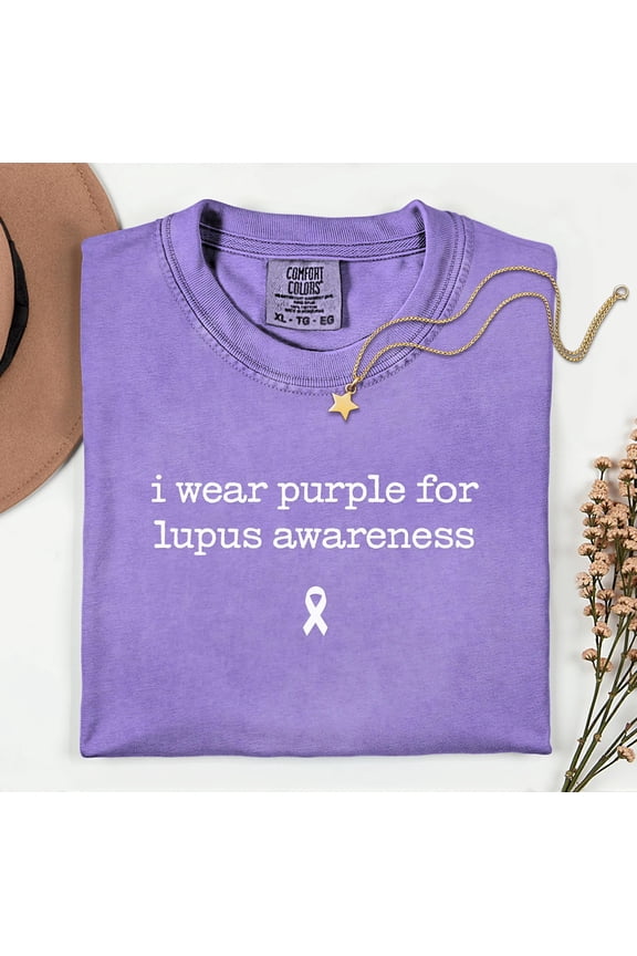 Lupus Awareness Purple Ribbon Warrior T-shirt Support Chronic Illness Graphic Tee Gift for Lupus Survivors Lupus Awareness Month