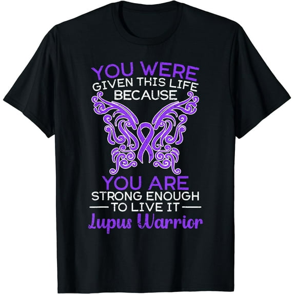 Lupus Warrior Lupus Awareness Butterfly Purple Ribbon SLE T-Shirt