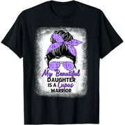 Lupus Warrior Messy Bun Purple Awareness Ribbon Daughter T-Shirt