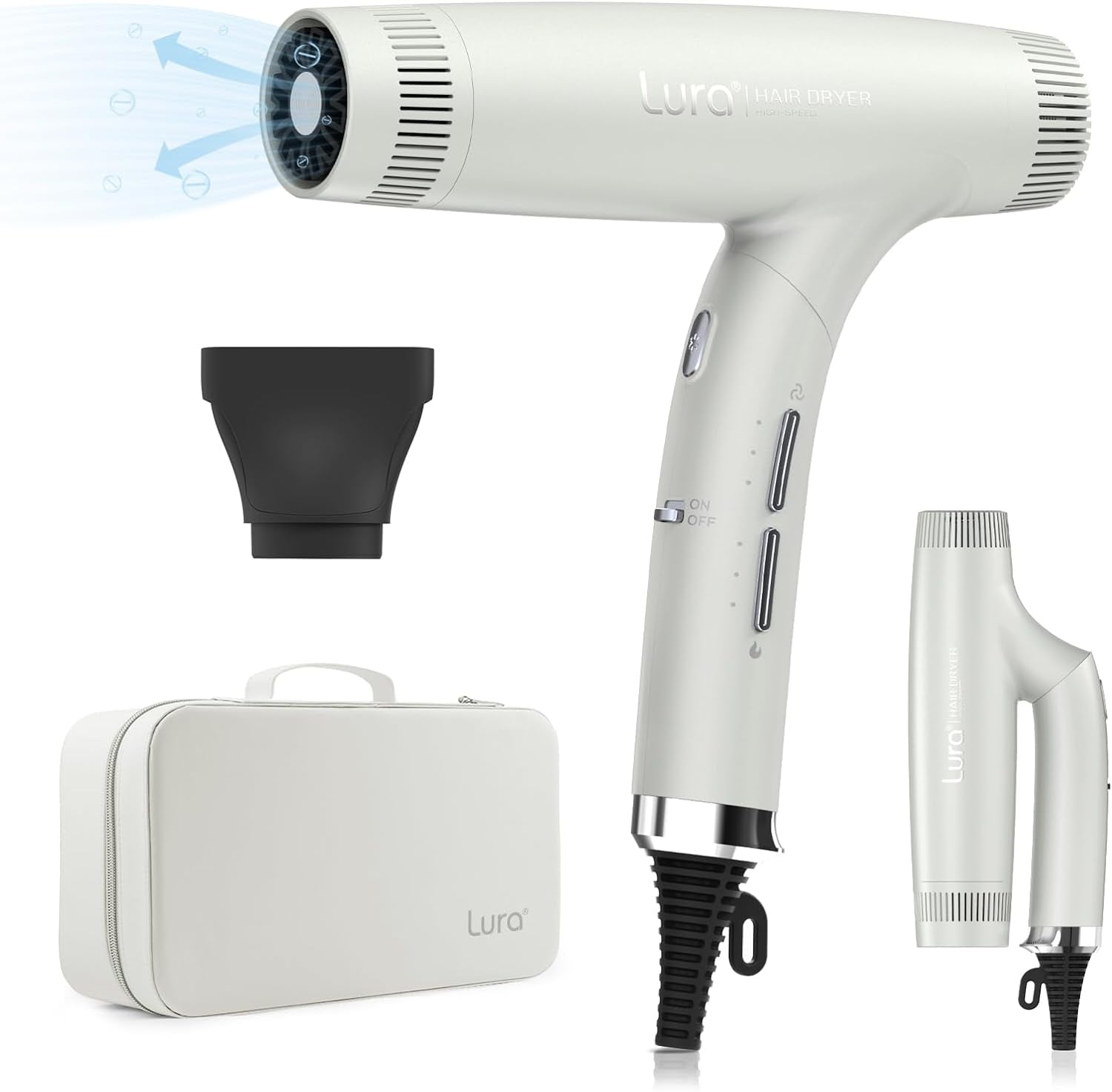 Lura Hair Dryer Blow Dryer,100,000 RPM HighSpeed FastDrying Negative