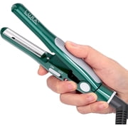 Lura Small Flat Iron for Pixie Haircut 1/2 inch Nano Titanium Curved Plates Travel Hair Straightener for Short Hair,Green