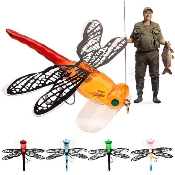 Lure Dragonfly Fishing Baits, Fly Bait Double Skirted Wings with Hook Simulation Pseudo For Rivers, Ponds, Saltwater, Coastal Areas