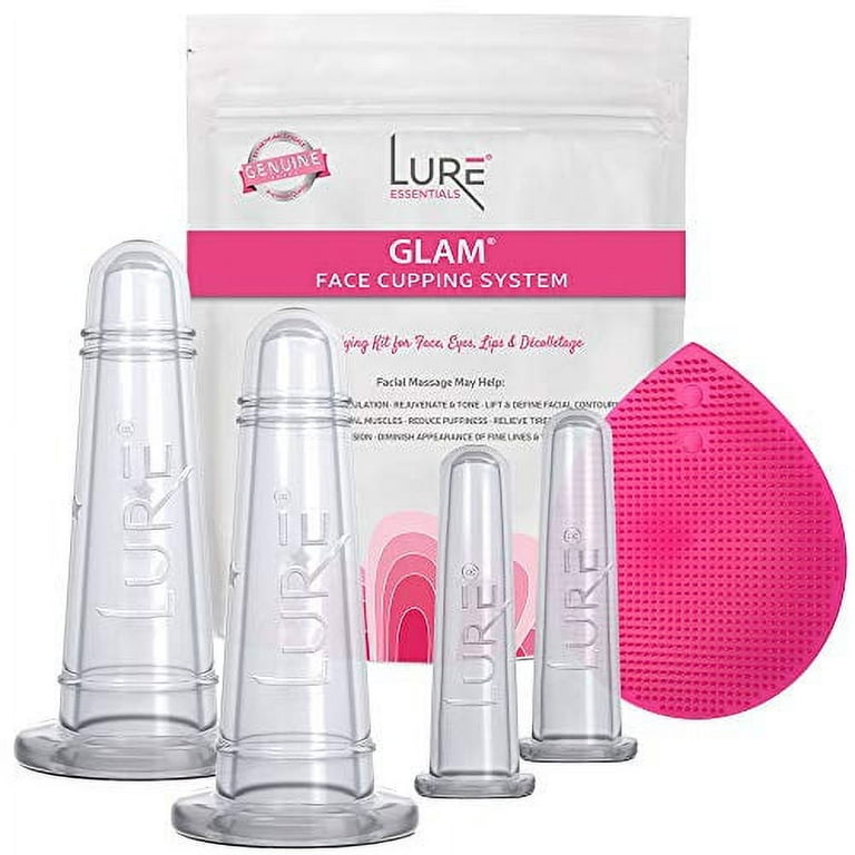 Lure Essentials GLAM Face Cupping Set Facial Set with Silicone Brush, Anti-Aging Face Lift Cupping Massage