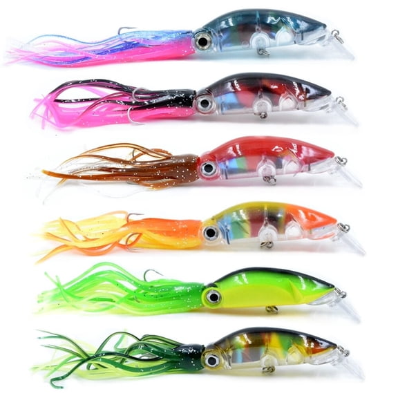 Lure for Sea Fishing, Octopus & Squid Soft Bait, 9cm 18g, With Rattle Sound Bead, Suitable for Tuna, Grouper and Other Saltwater Fish