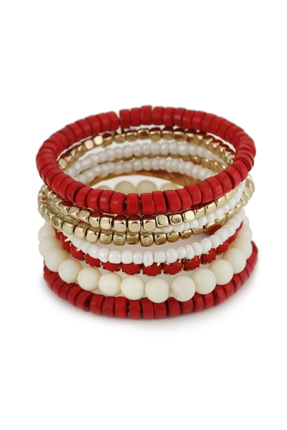 Bohemian Beads Cube Multi Strand Bracelet Set, Red Bead Kit